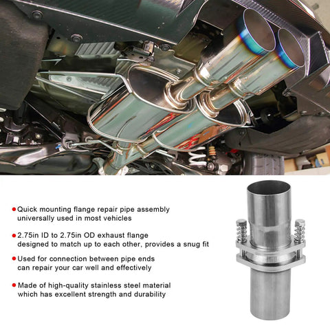 Hella Tough Universal Flange Repair Pipe Kit With Spring Screw Quick Snap Connector For Exhaust Lines installed on exhaust system