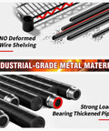 Extra Large Built Tough Four Tier Carbon Steel Wire Shelving Unit With Roller Glide Wheels showing industrial-grade metal material.