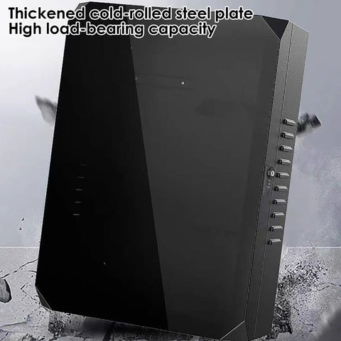Kickass Ev Charger Box Outdoor With Pedestal Stand And Secure Lock Cover Weather Resistant Housing For Home Electric Vehicle Recharges sleek matte black steel plate close-up.