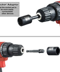 Beefed-Up Three Eighth Inch Drive Impact Socket Set With Forty Nine Pieces, Universal Joint and Adapter on drill