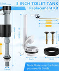 3 Inch Adjustable Flush Valve Kit featuring flapper and fill valve; includes rubber gasket for quick toilet tank repairs.