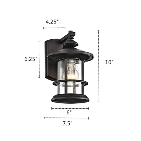 Rustic Cottage Outdoor Wall Light 2 Pack 100W Max 10 Inch Oil Rubbed Bronze Exterior Sconce With Clear Seedy Glass Porch Light dimensions
