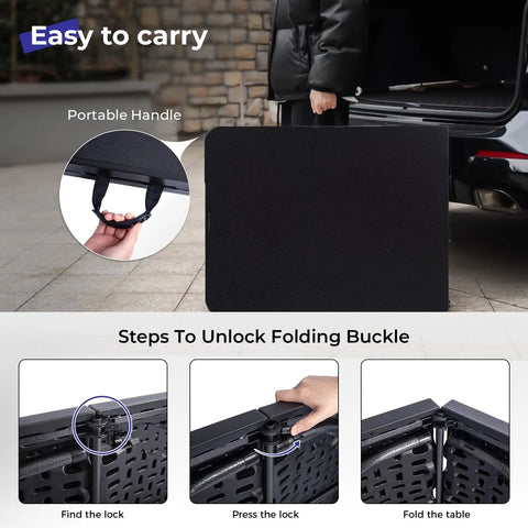 Easy to carry Heavy Duty 6 Foot Folding Table Portable Plastic Fold In Half for Indoor Outdoor Use with Carrying Handle