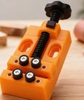 Tabletop Bead Drilling Vise Set With Four Point Rubber Tipped Posts Hand Pin Vise And Mounting Slots For Bead Drilling Jewelry Making Model Fixing And Small Parts Clamp Tool For Handy Go To Pro Grade Precision Handwork, orange plastic vise with four rubber posts