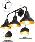 Farmhouse 25 Inch Vanity Light Fixture With Three Lights Over Mirror Rustic Wall Sconce in Matte Black Metal Lampshade