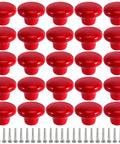 Vibrant Red Ceramic Cabinet Knobs 20 Pcs Vintage Round Drawer Pulls For Dresser Kitchen Bath Vanity set with screws