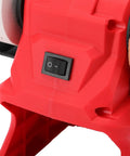 Close-up of the control switch on the Hassle Free Cordless Mini Bench Grinder Spinning At 5500 Rpm for metal polishing.