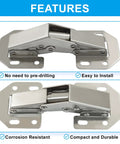 Ninety Degree Surface Mount Hidden Cabinet Hinge No Pre Drilled Concealed Hinges For Kitchen Cupboard Doors Set Of 10 In Cold Rolled Steel With Nickel Finish Durable Frameless Cabinet Hardware