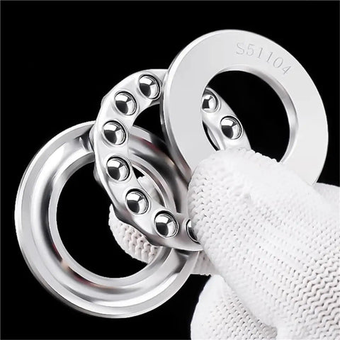 Heavy Duty Stainless Steel 304 And 440 Thrust Ball Bearing For Heavy Machinery With Smooth Operator Performance And Plug And Play Installation At 80X140X44 mm being held with a white glove.