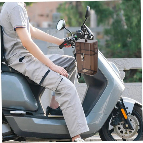 Rock Solid Waterproof Charger Cover For Electric Bike And Ebike Plug Protector Hood on scooter, brown, size 9.63x6.09x3.93in.