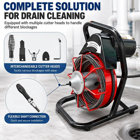 Premium Replacement Drain Cutter Head Set For Milwaukee M18 Drum Machine, Eight Piece Auger Kit with interchangeable cutter heads showcased.