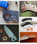 Griptilian Mini Brass Washer Replacement Set For Pivot Pins 0.4x12x5.2 Mm EDC Folding Knife Gear Cushion Pad Ring Meson Shim Gasket Pack Of 20 For Knife Makers Low Friction Corrosion Resistant Pivot Surface Durable Build, shown in various installation and product views.