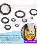Tough As Nails Black Metric Tooth Lock Washer Assortment Kit featuring various sizes from M3 to M16, ideal for automotive use.
