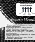 Heavy Duty Reclosable Fastener Tape Black 12 Pack Tough As Nails with mushroom head design, showing interlocking strips up close.