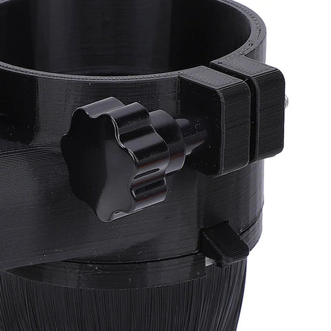 Close-up of 65mm Dust Shoe for Routers Fits 1.5kW Spindles Heavy Duty Dust Cover magnetic clamp detail.