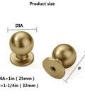 Two Champagne Bronze Cabinet Knobs 4 Pack, 1 Inch Single Hole Dresser Drawer Pulls For Bathroom Cabinets, showing size details.