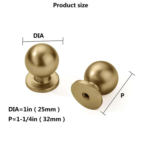Champagne Bronze Single Hole Cabinet Knobs Two Pack With Tough As Nails Zinc Alloy Build And Super Smooth Glide Drawer Pulls For Modern Home Furniture, showing 1 inch diameter and 1.25 inch projection.