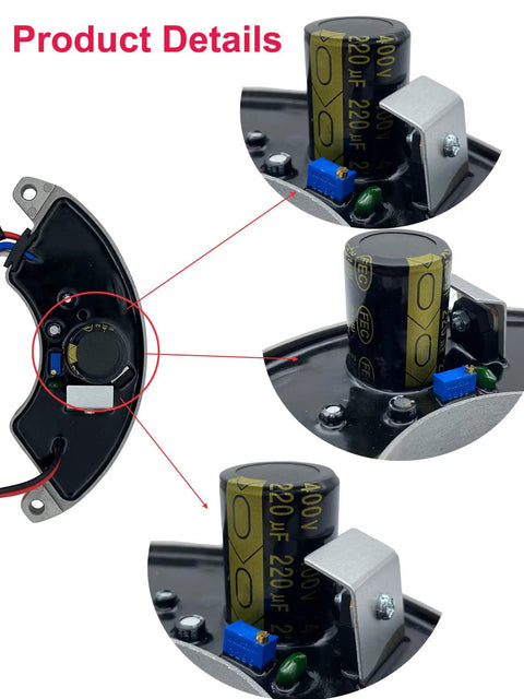 Close-up of 5 To 8kW Generator Automatic Voltage Regulator AVR For Predator Honda Champion Generac with capacitor details