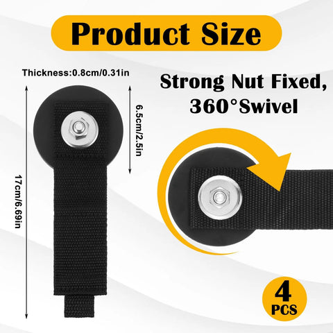 Heavy Duty Magnetic Hooks Strap Four Pack Magnetic Tool Holder Strap No Drill Garage Organizer For Cables Ropes Extension Cords Holds Twenty Pounds Per Hook Two Point Five Inch Magnet For Workshop RV Truck, product size and swivel feature shown.