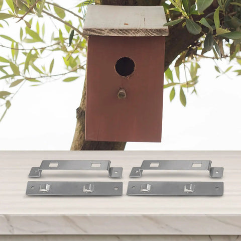 Stainless Steel Bird House Hanger Bracket With Screws 6x2.5cm Rustproof Mounting Kit For Wooden Boxes And Feeders Quick Install Or Replace Brackets With No Fuss 2 Sets