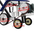 Smooth Operator Portable Belt Grinder With Three Adjustable Sanding Belts For Knife Making Sharpening And Woodworking Polish 220V 4KW close-up showing wheel and motor dimensions.