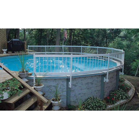 Above Ground Pool Fence Kit 24 Inch Privacy And Safety Barrier 8 Sections With Weather Resistant Vinyl And Mounting Brackets No Fuss Setup For Kid Safe And Pet Friendly Use White