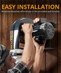 Person installing Heavy Duty 1 HP Wall Mount Dust Collector Delivers 560 CFM With 1 Micron Bag on wooden wall