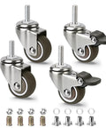 Smooth Moves 1.5 Inch Caster Wheels With Threaded Stem And M8 X 20mm Screws Includes Mounting Hardware For Wire Shelving Furniture And Rolling Cart Builds Set Of 4.