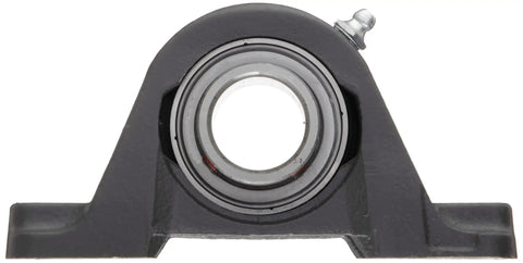 Heavy Duty Cast Iron Pillow Block Bearing With One Inch Bore, Double Rubber Sealed Single Row Ball Bearings, front view showing the design.