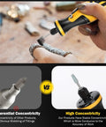 User demonstrating Badass Mini Cordless Rotary Tool And Angle Grinder Kit With Five Adjustable Speed Levels on detailed wood work.