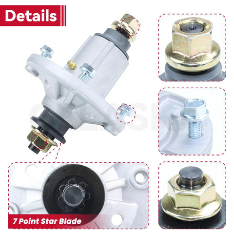 GY21098 Spindle Assembly With Idler Pulley Kit For John Deere D140 D155 D160 La145 showing detailed angles of premium aluminum components.