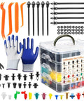 Massive 1240Pcs Car Retainer Clips And Fasteners Kit With 32 Universal Sizes Nylon Bumper Fender Rivets, gloves, tools, and storage box