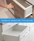 Hand reaching for a drawer, showcasing Smooth As Butter Plastic Drawer Slides Side Mount Cabinet Runners For Dressers And Cupboards.