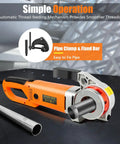 Heavy Duty Electric Pipe Threader Driven By A 2300 Watt Motor And 110V Plug with automatic feeding mechanism for smooth threading.