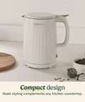Soho 1-Liter Double Wall Electric Kettle with Stainless Steel Interior on kitchen counter