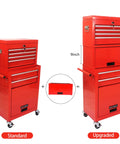 Heavy Duty 6 Drawer Rolling Tool Chest With Lockable Mobile Cabinet For Garage Workshop Red steel tool chest with smooth caster wheels.