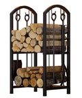 Five Piece Firewood Log Rack And Tools Set For Fireplace And Fireside Use Black Storage Holder For Logs And Lumber Rust Resistant
