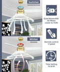 Modern Gold Ceiling Fan With Remote And LED Light 52 Inch Indoor Outdoor Ceiling Fan With 3 White Blades Dual Mount for seasons