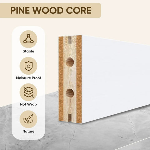 Close-up of the Pine Wood Core used in Straight Glide 36 By 84 Inch Frosted Glass Barn Door With Heavy Duty Rolling Hardware Kit.