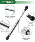 Stainless Steel Gas Spring Lift Support Struts With 20 Lb Force And Plastic Ends Marine Boat Hatch Car Hood Rv Window Storage Box Cover Heavy Duty Construction Built Like A Tank For Smooth Swing Open Action Pair Of Two showing detailed view of a gas strut.