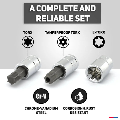 35 Piece Torx Bit Socket And ETorx Star Socket Set For Heavy Duty Torque, Chrome-Vanadium, corrosion resistant illustration