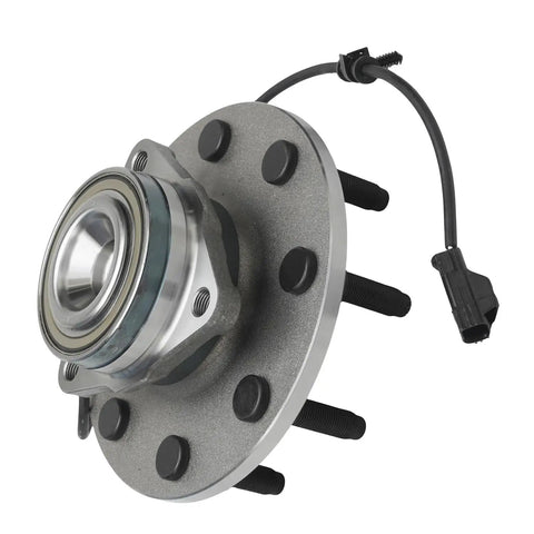 Pair of Premium Front Wheel Bearing and Hub Assemblies for 2003 to 2005 Dodge Ram 2500 and 3500 2WD Trucks close-up with ABS sensor.