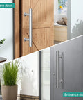 24 Inch Barn Door Handle Built Like A Tank With Heavy Duty 304 Stainless Steel Smooth Gliding Pull Bar on wooden barn and entrance doors.