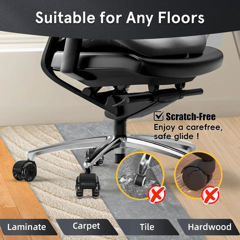 2.5 Inch Heavy Duty Office Chair Caster Wheels Set For Carpet And Hardwood Floors Universal 11x22mm Fits 99 Percent Of Chairs