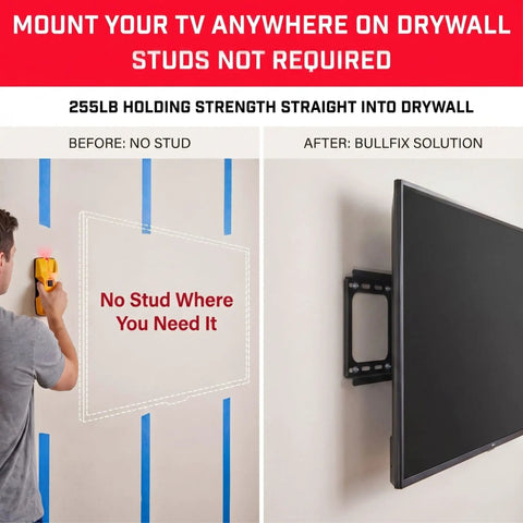 Image showing Top Shelf Tv Mount Anchors For Drywall Heavy Duty 4 Pack Delivers 255 Lbs Of Power Per Piece installation process on drywall.