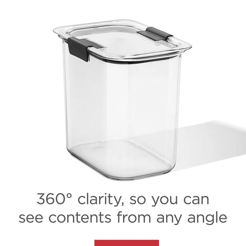 Straight Up 12 Cup Airtight Food Storage Container With Secure Snap Lid For Pantry Organization And Kitchen Cabinets, clear design.