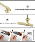 10 Pack 5 Inch Brushed Gold Cabinet Handles Premium Aluminum Zinc Alloy showing knurling detail and threading for easy installation.
