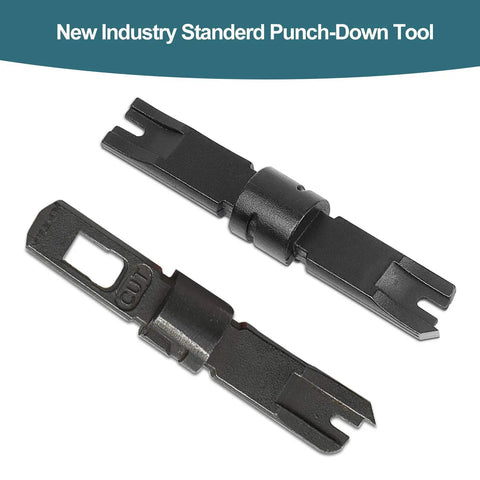 Impact Punch Down Tool With Enlarged Blade Storage For 110/66 Blades shown with twin black blades.