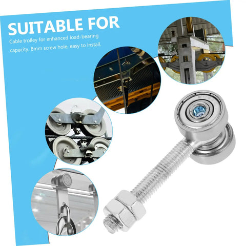 Heavy Duty Sliding Door Wheel Roller Kit With Double Bearing Steel Trolley Carriage for smooth operation close-up view.
