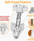 Heavy Duty 175 Degree Face Frame Cabinet Hinges For Full Overlay Kitchen Doors Universal 45Mm And 48Mm Mounting Plate with soft close feature